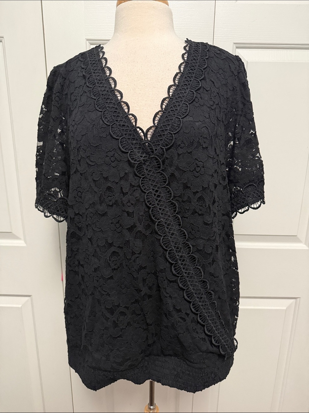 torrid Black Floral Lace V-Neck Blouse